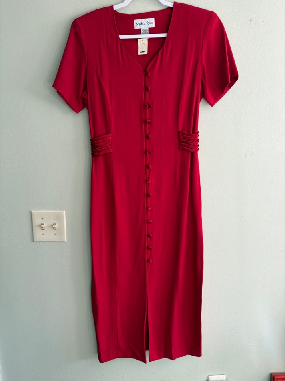 Vintage Sophia rose short sleeve button up midi dress 12 NWT